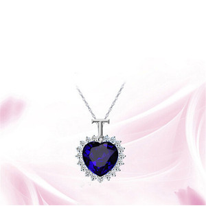 Collana con Pendente <span class=keywords><strong>Cuore</strong></span> <span class=keywords><strong>dell</strong></span>'<span class=keywords><strong>Oceano</strong></span> Titanic, Zaffiro Blu, Diamante <span class=keywords><strong>Cuore</strong></span>, Amore per Sempre, Regalo in Cristallo - Product Image 4