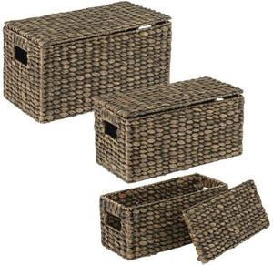 Cesto in Tessuto Oxford Nero, Scatola Portaoggetti per Alimenti, Unico Contenitore per <span class=keywords><strong>Pane</strong></span> in Poliestere, Sacchi con Coulisse, Cesto in <span class=keywords><strong>Vimini</strong></span> Durevole in Legno Massello - Product Image 3