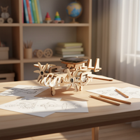 Kit de Experimentos Científicos Educativos STEM, Avión de Madera con Energía Solar Montessori DIY, Modelo de Rompecabezas 3D, Juguete para Niños