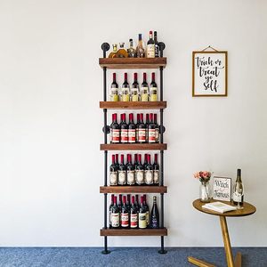 Étagère murale industrielle pour bouteilles de <span class=keywords><strong>vin</strong></span>, 5 niveaux, style rustique, pour l'exposition et le rangement des bouteilles de <span class=keywords><strong>vin</strong></span> dans la cuisine, le bar, le pub, la cave - Product Image 1