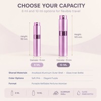 Flacon pulvérisateur atomiseur 10 ml rechargeable pour parfum, étui de voyage portable en aluminium, intérieur en verre à mécanisme rotatif, vente en gros OEM