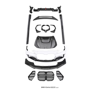 ชุดแต่งคาร์บอนไฟเบอร์สำหรับ BMW ซีรีส์ 4 รุ่น G22 G23 ประกอบด้วยกันชนหน้า สเกิร์ตข้าง บังโคลน สปอยเลอร์หลัง ฝาครอบดุมล้อ และฝากระโปรง - Product Image 6