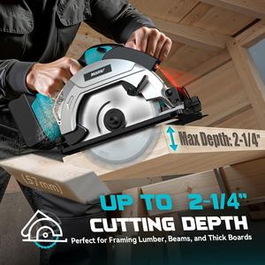 <span class=keywords><strong>Sierra</strong></span> <span class=keywords><strong>Circular</strong></span> Inalámbrica MARS de 7-1/4 Pulgadas, Compatible con Batería de 18 V, Guía Láser Eléctrica, 2 Hojas (24T/40T), Corte en Ángulo de 0-45 Grados - Product Image 5