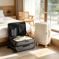 Valise de voyage rigide en polycarbonate avec poignée télescopique large, personnalisable OEM/ODM, conception sur mesure, pour le marché mondial, avec serrure TSA