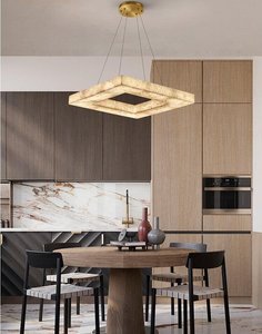 Lámpara Colgante LED de Alabastro Cuadrada Moderna Americana para Comedor, Sala de Estar, Hotel de Lujo - Product Image 3