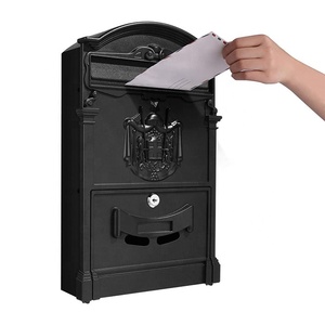 Mailboxes Residential Outdoor Modern Wall Mounted Metal Black Large Capacity Mailbox with Key Lock Mail Box for Home Decorative