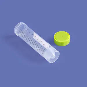Tabung sentrifugal kerucut 50ml, tabung plastik steril dengan tutup sekrup, wadah uji Lab tanda tulis