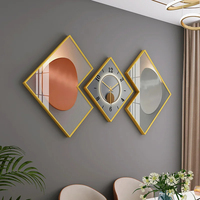 Tableau Mural Design Moderne pour Salon, Peintures Murales Décoratives Métalliques Luxe Or, Horloges Décoration Murale Maison