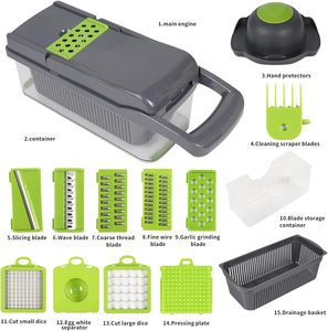 1 Pcs Multifunctional Kitchen Gadget Metal <b>Vegetable</b> <b>Chopper</b> Manual Fruit Potato Slicer Grater Stainless Steel Blade Sustainable - Product Image 3
