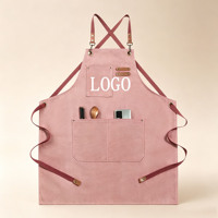 Tablier personnalisé en toile à bretelles croisées avec grandes poches à outils, uniforme multicolore pour salons de manucure, coiffure, esthétique, spa, tatouage, café et fleuristes