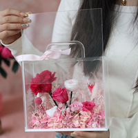 Coffret cadeau Saint Valentin Carnation Dianthus caryophyllus valise préservée Fleurs séchées décoratives Ornements d'intérieur