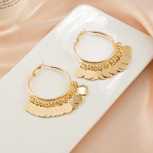 Boucles d'oreilles pendantes rondes géométriques dorées pour femmes, style bohème, bijoux simples et tendance - Product Image 3