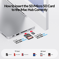 Hub USB C PULWTOP para iMac de 24 Pulgadas M1/M3/M4 con Carcasa para SSD M.2, USB-A/C 3.2 10Gbps, 2 USB-A 2.0, SD/TF Plateado