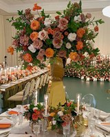 Décoration de mariage de luxe J78 Grand panneau de cristal en métal doré bling Gouttes suspendues Centres de table en métal doré pour décoration de table de fête