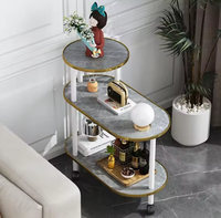 YISI Nordic Luxury Modern Metal Rock Plate Marble Pattern Small Coffee Living Room Furniture Set Side Table Easy Clean