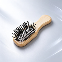 Mini brosse à cheveux en bambou avec coussin d'air et poils en nylon, peigne de massage du cuir chevelu portable, antistatique, démêlant, imperméable pour les voyages