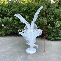 Grande fleur géante en organza blanc pour décoration de sol, allée de mariage, accessoire de scène, ornement floral en gaze fait main