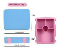 Boîte à bento pliable anti-fuite avec ustensiles, couvercle en plastique écologique mignon, boîte à lunch à 3 compartiments pour l'école, le travail et les voyages