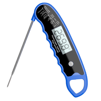 Termometer Makanan Digital Respon Ultra Cepat 0.6s dengan Probe Lipat 304ss Layar LCD Tahan Air untuk Penggunaan BBQ, Panggangan, Penggorengan, dan Oven