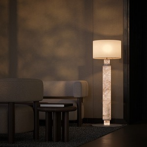 Lampadaire en marbre naturel, source de lumière LED, 1500 mm, commande par interrupteur, pour salon, chambre, hôtels - Product Image 1