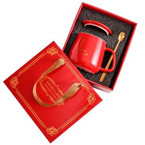 Custom Nordic Heating Ceramic Coffee <b>Mug</b> Gift Set Lid Spoon Customizable Logo Color Corporate Promotion Father's Day Gifts - Product Image 3