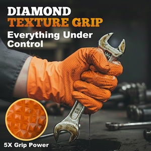 10mil 8mil Black Heavy Diamond Grip Waterproof Durable <b>Soft</b> Disposable Nitrile Latex Free Oil-Resistant Powder Free Gloves - Product Image 6