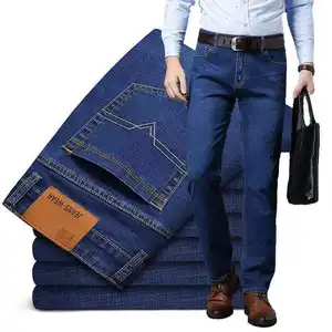 סיטונאי גדול גודל האופנה loose למתוח גברים ישר ג 'ינס 2023 חדש עיצוב מגמת גבוהה מותן עסקים מקרית ארוך מכנסיים