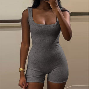 Mono Deportivo para Mujer, Tirantes Anchos, Cuello Cuadrado, Body Atlético, Color Sólido, Mono Informal para Yoga, Estilo Minimalista - Product Image 6