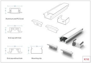 Tira de luz de techo para barra de cocina, carcasa en forma de U, canal, cubierta difusora, perfil Led de extrusión de aluminio empotrado - Product Image 3