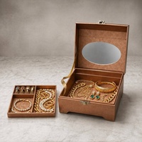 Boîte à bijoux artisanale sur mesure de forme irrégulière à deux niveaux avec plateau amovible, étui de rangement en papier de luxe pour bagues en velours, cadeaux