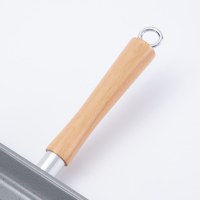 Poêle à steak en acier au carbone écologique avec manche en bois, poêle à griller carrée antiadhésive, design classique