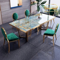 Ensemble de chaises de table à manger en pierre de quartz de style italien, rectangulaire, minimaliste, post-moderne, style Hong Kong, mobilier de maison de luxe léger