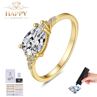 Bagues en argent 925 plaqué or 18 carats avec zircone cubique VVS et moissanite véritable taille poire, bijoux de mode personnalisés, nouvelle collection, vente en gros