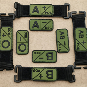 Écusson en caoutchouc 3D de type sanguin positif et négatif (A, B, O, AB) de couleur vert olive, à coller sur sac, uniforme, veste, appliqué, tissu tactique - Product Image 3