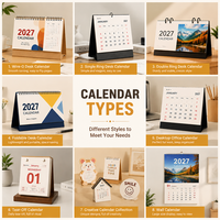 Kalender Meja Warna Kustom Sesuai Permintaan, Cetak Kalender Dinding, Cetak Planner Bulanan 2027, Kalender Meja Berdiri dengan Penyangga