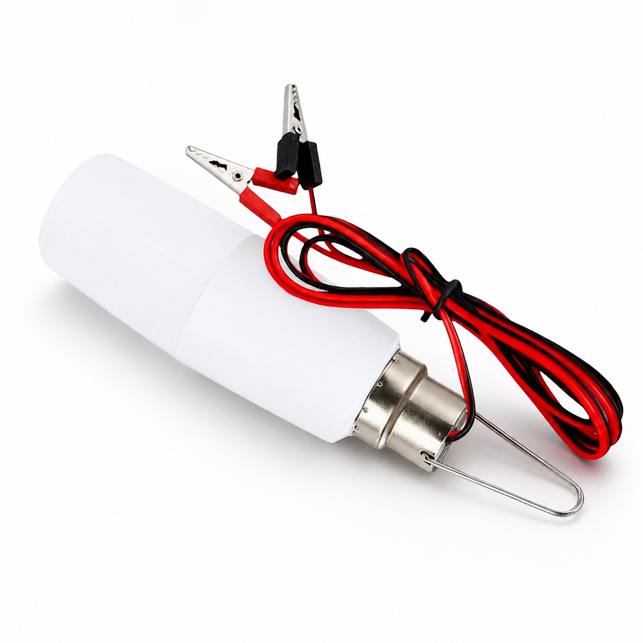 12-85V E27 Low-voltage Bulb LED Street Light 6000K Daylight for Night Markets and Electric Carts with Alligator Clips