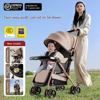 Poussette bébé pliable en lin à double sens avec cadre en acier inoxydable, roues EVA, vue haute, capacité de charge de 20 kg pour les enfants de 0 à 3 ans