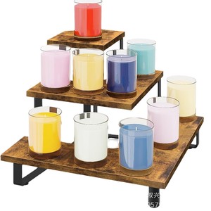 Wooden Display Stand Tiered Three Layer Solid Wood <b>Shelf</b> For <b>Desktop</b> Organization Multipurpose Storage Rack - Product Image 2