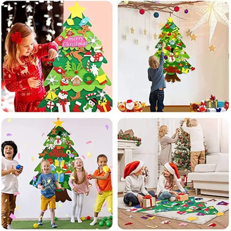 New Christmas Products 2022 Design Kits Diy Children Decoration Felt Ornaments Cartoon Christmas Tree Game