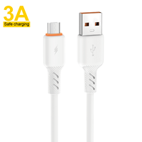 Kabel Micro USB ASPOR AC-57 Silikon Lembut 3A Pengisian Cepat & Sinkronisasi Data, Kabel Fleksibel Tahan Lama 1M untuk Ponsel