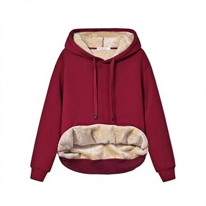 Sudadera con Capucha para Mujer, Diseño Personalizado OEM, Color Sólido, Forro Polar, Informal, Manga Larga, Transpirable, de Algodón y Fibra de Bambú - Product Image 3