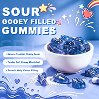 Bonbons Gommeux Sucrés et Acidulés en Gros OEM, Saveurs Personnalisées Framboise Bleue et Cerise Sauvage, Gommes Gélifiées Acidulées