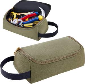 Sac à outils en toile polyvalent durable/Organisateur stationnaire Sacs et étuis à cosmétiques à fermeture éclair en métal doré - Product Image 1
