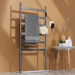 Black 304 Stainless Steel Stand <strong>Towel</strong> <strong>Rail</strong> Electric <strong>Heated</strong> <strong>Free</strong> <strong>Standing</strong> Hot <strong>Towel</strong> Rack Warmer - Product Image 1