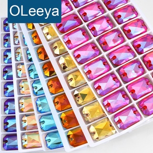 OLeeya Meilleures ventes Strass en verre rectangulaires et octogonaux personnalisés à coudre, Pierres de couture en cristal pour vêtements - Product Image 1