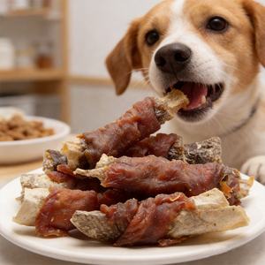 OEM ODM Venta al por Mayor de Alimentos para Mascotas, Golosinas de Pato <span class=keywords><strong>y</strong></span> Pescado para Perros, Alto en Proteínas, Bajo en Grasa, Limpia los Dientes, Alimento Masticable para Perros de Todas las Edades - Product Image 1