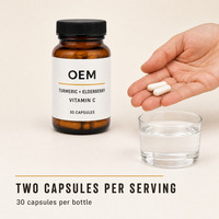 Capsules de curcuma, de sureau et de vitamine C à marque privée OEM – Complément alimentaire antioxydant pour les propriétaires de marques