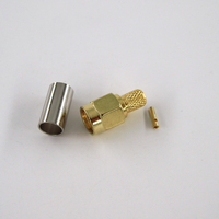 Conector Coaxial RF SMA de Polaridad Inversa, Conector Macho de Crimpado para Cable RG58