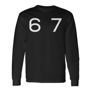 Six Seven 6 7 Meme T-shirt à manches longues pour adulte unisexe noir large - Product Image 1