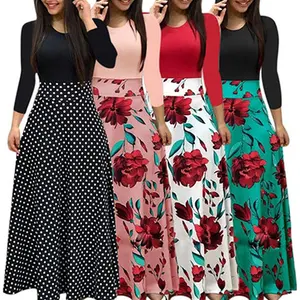Stilvolle Elegante Farbe Passenden Kleid Blume Drucken Lange Rock Für Frauen